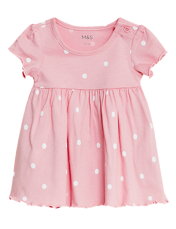 Pure Cotton Polka Dot Dress (0-3 Yrs)