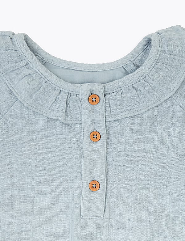 Cotton Frill Collar Woven Dress (0-3 Yrs)