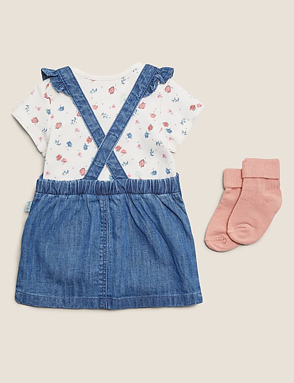 3pc Pure Cotton Denim Peter Rabbit™ Pinnie (0-3 Yrs)
