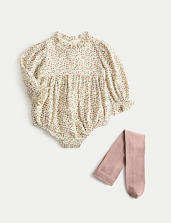 2pc Floral Bodysuit & Tights Set (0-3 Yrs) - UA