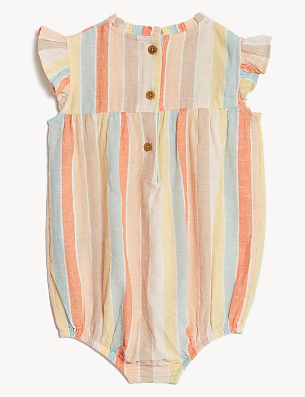 Cotton Rich Striped Romper (0-3 Yrs)