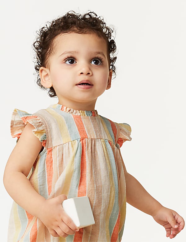 Cotton Rich Striped Romper (0-3 Yrs)