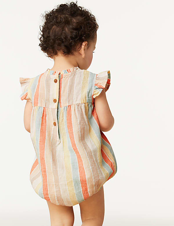 Cotton Rich Striped Romper (0-3 Yrs)