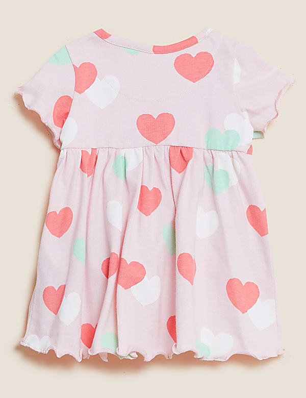 Pure Cotton Heart Print Dress (0 - 3  Yrs)