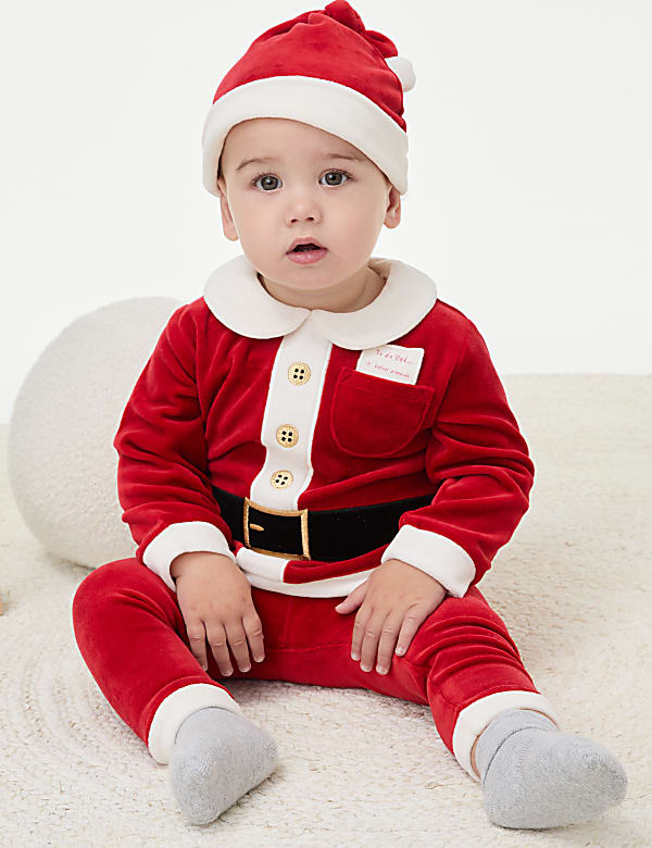 3pc Cotton Rich Christmas Santa Outfit (0-3 Yrs) - GR