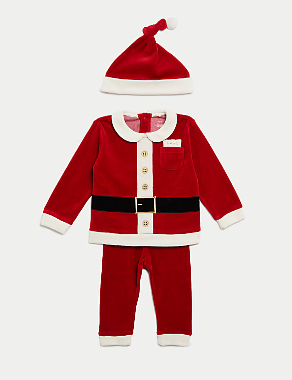 3pc Cotton Rich Christmas Santa Outfit (0-3 Yrs) - GR