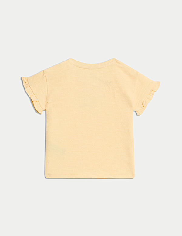 T-shirt με βολάν στα μανίκια από 100% βαμβάκι (0-3 ετών) - GR