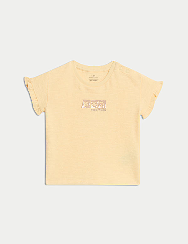 Pure Cotton Frill Sleeve T-Shirt (0-3 Yrs) - IL