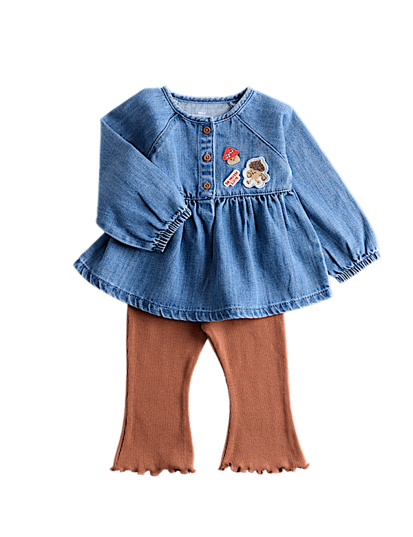 2pc Denim Top and Bottom Outfit (0-3 Yrs)