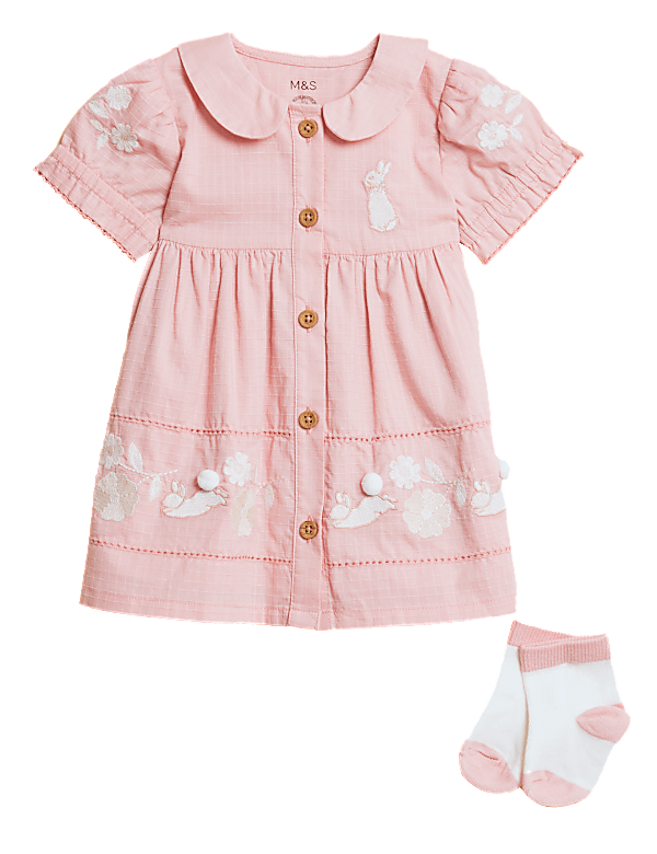 2pc Cotton Rich Peter Rabbit™ Dress (0-3 Yrs)