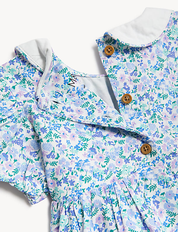 Cotton Blue Ditsy Collar Dress