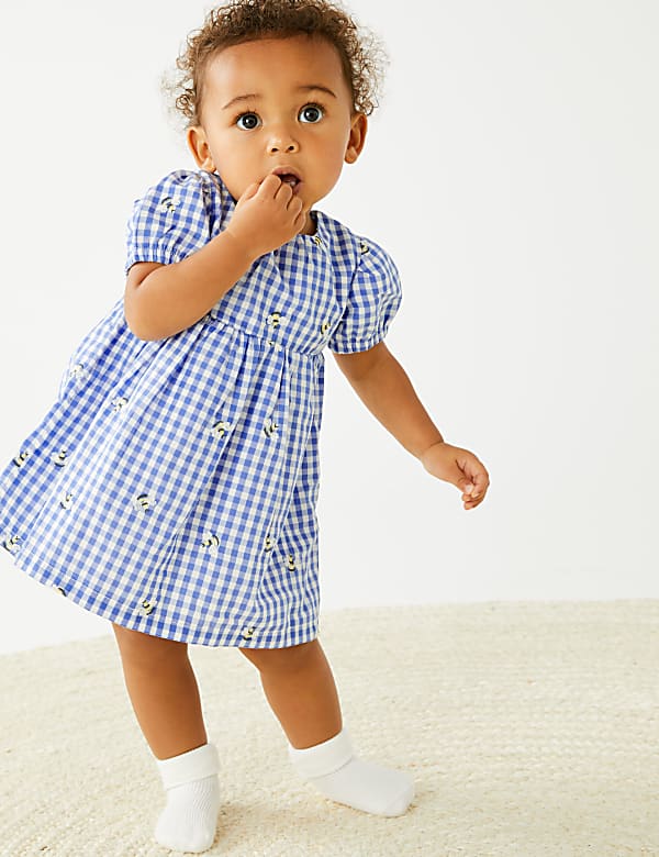 Pure Cotton Checked Dress (0-3 Yrs)