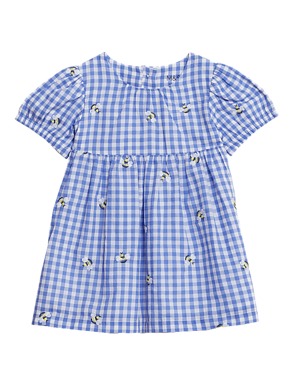 Pure Cotton Checked Dress (0-3 Yrs)