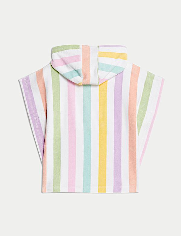 Pruhovan&eacute; frot&eacute; pončo z čist&eacute; bavlny (0&ndash;36 měs&iacute;ců) - CZ