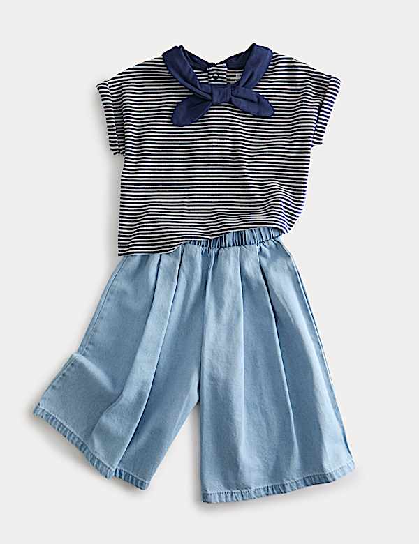 2 Piece Striped Top and Culottes Outfit (0-3 Yrs)