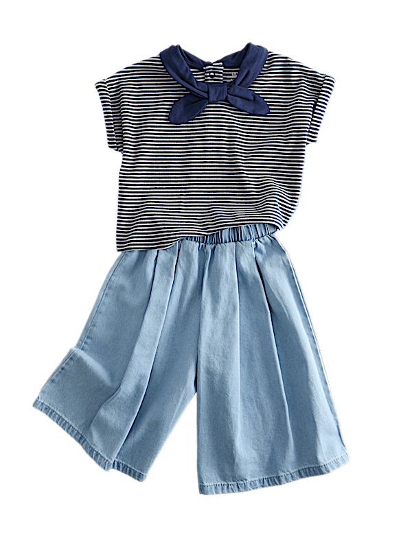 2 Piece Striped Top and Culottes Outfit (0-3 Yrs)