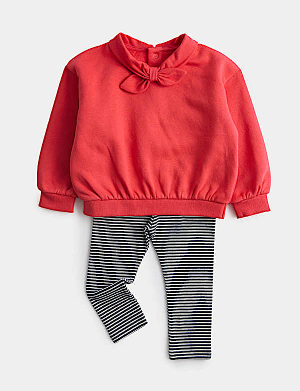 2pc Cotton Rich Neck Tie Jumper with Leggings (0-3 Yrs) - IL
