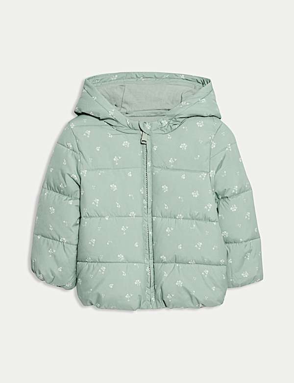 Ditsy Print Padded Hooded Lightweight Coat (0-3 Yrs)