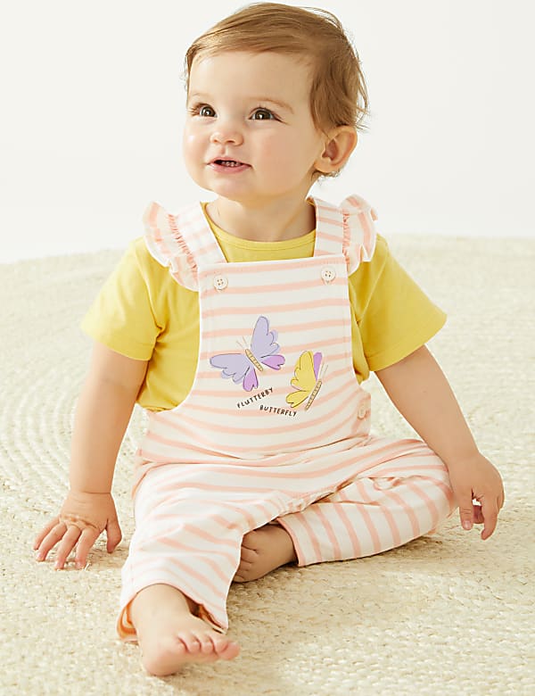 Pure Cotton Striped Dungarees