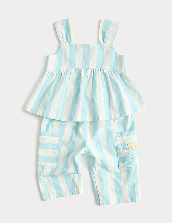 2 Piece Pure Cotton Striped Top & Trousers (0-5 Yrs)