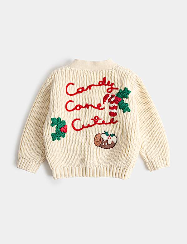 Pure Cotton Candy Cane Cardigan (0-3 Yrs)