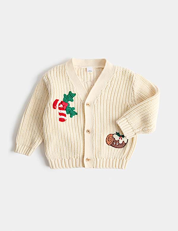 Pure Cotton Candy Cane Cardigan (0-3 Yrs)