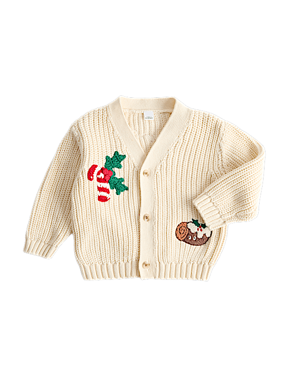 Pure Cotton Candy Cane Cardigan (0-3 Yrs)