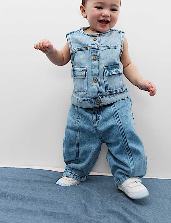 Pure Cotton Denim Gilet (0-2 Yrs) - FI