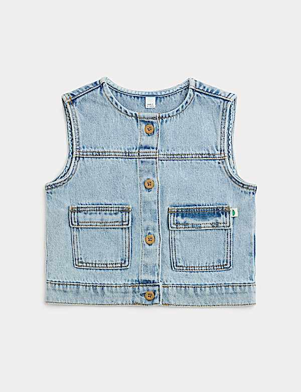 Pure Cotton Denim Gilet (0-2 Yrs) - FI
