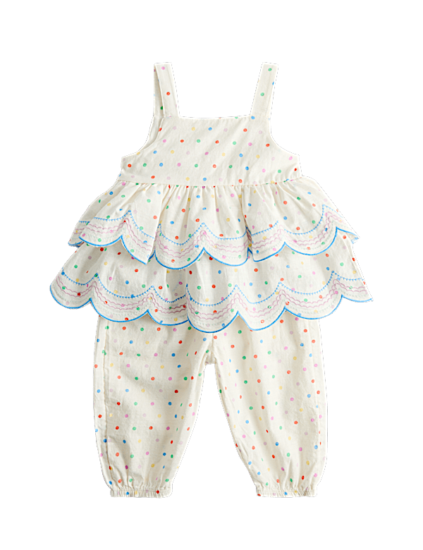 2 Piece Pure Cotton Spotty Top and Trousers (0-5 Years)