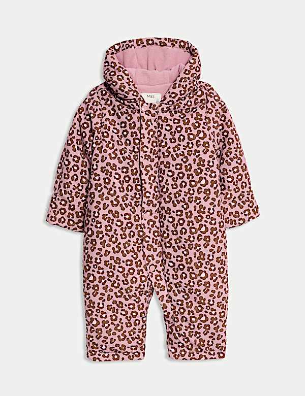 Schneeanzug mit Kapuze und Animalprint (0–3 J.) - AT