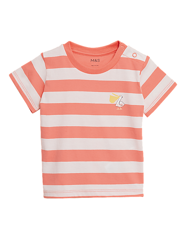 Pure Cotton Striped Pelican T-Shirt (0-3 Yrs)