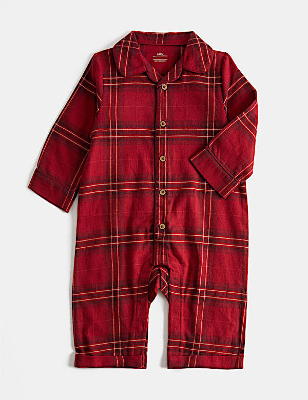 Pijama navide&ntilde;o 100 % algod&oacute;n de cuadros para beb&eacute; (0-3 a&ntilde;os) - ES