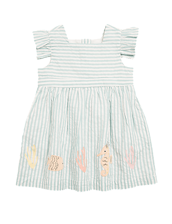Pure Cotton Striped Dress (0-3 Yrs)
