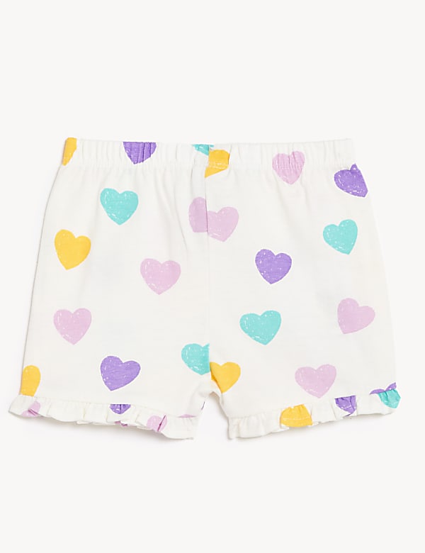 Pure Cotton Heart Print Frill Shorts