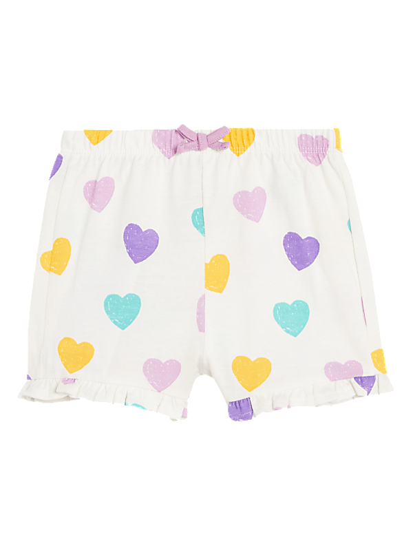 Pure Cotton Heart Print Frill Shorts