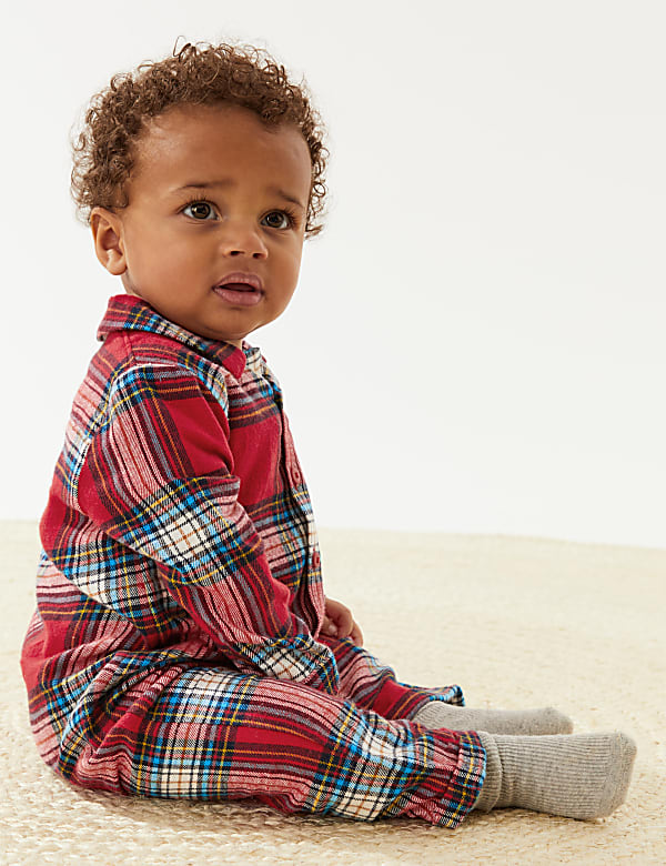 Pure Cotton Checked Christmas Romper