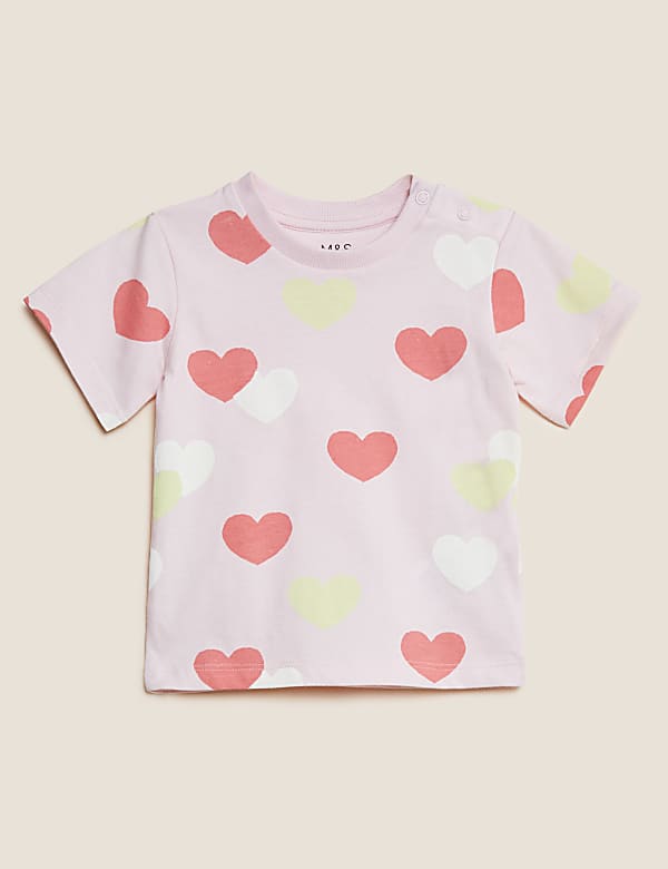 Pure Cotton Heart Print T-Shirt (0-3 Yrs)