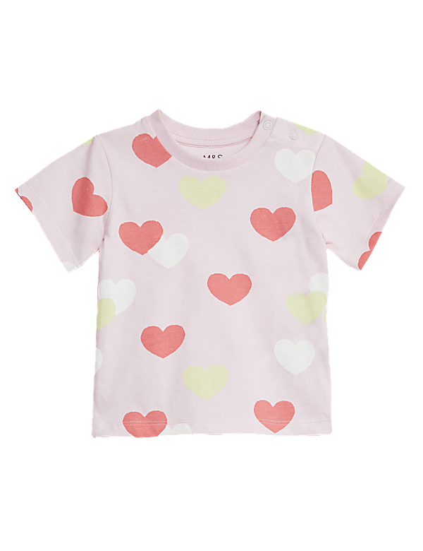 Pure Cotton Heart Print T-Shirt (0-3 Yrs)