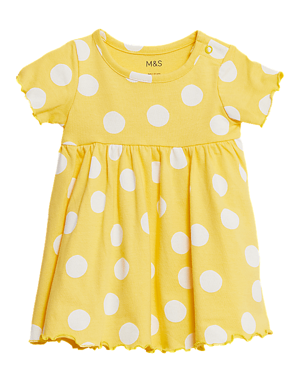 Pure Cotton Spot Print Dress (0 - 3 Yrs)