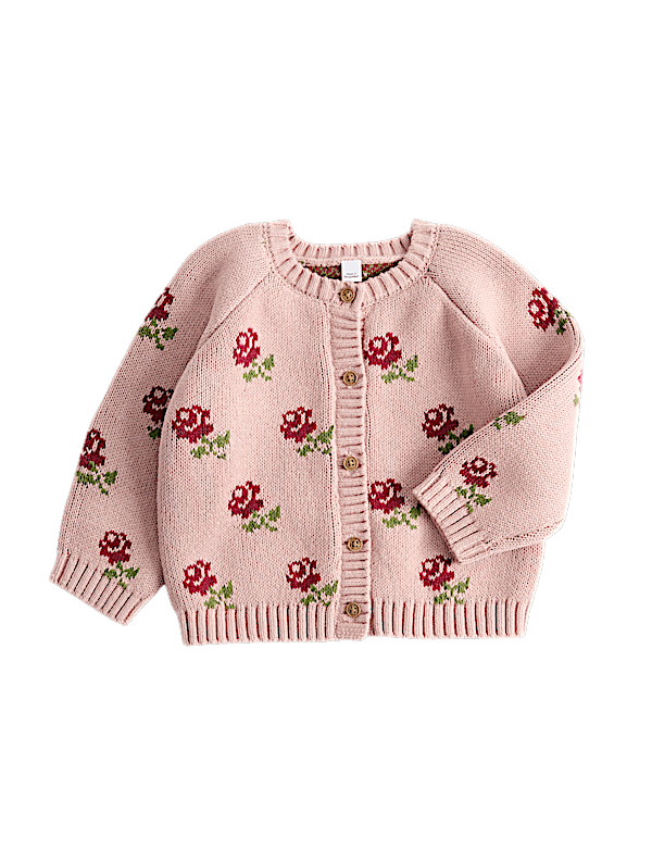 Cotton Rich Flower Cardigan (0-5 Yrs)