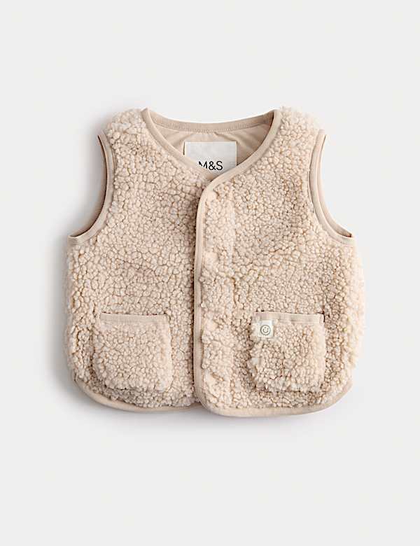 Veste sans manches imitation peau de mouton à boutons-pression (jusqu’au 3 ans) - LU