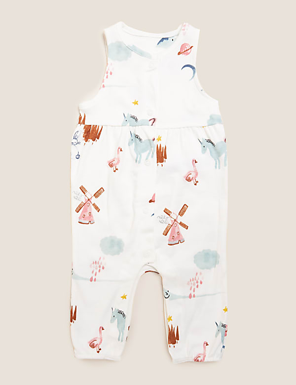 2pc Pure Cotton Printed Dungaree Outfit (0-3 Yrs)