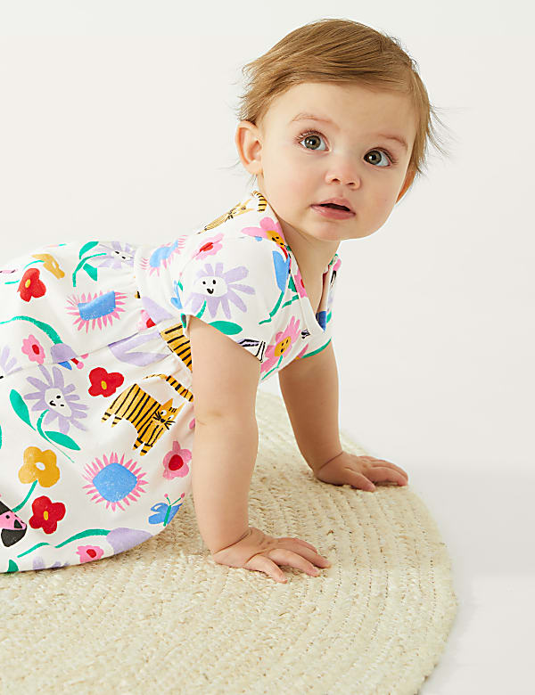 Pure Cotton Animal & Floral Print Dress