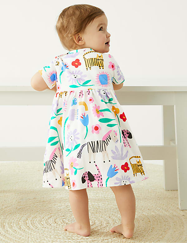 Pure Cotton Animal & Floral Print Dress