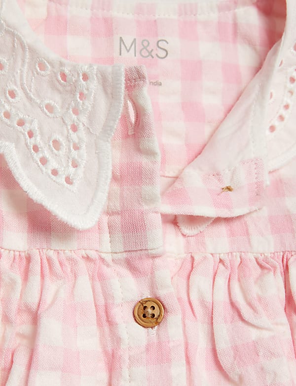 2pc Cotton Rich Gingham Dress with Tights