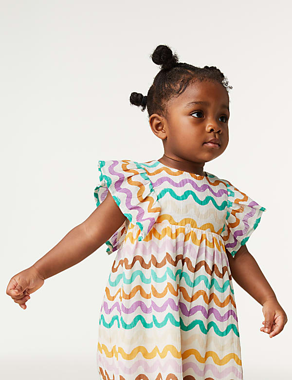 Pure Cotton Printed Frill Dress (0-3 Yrs)