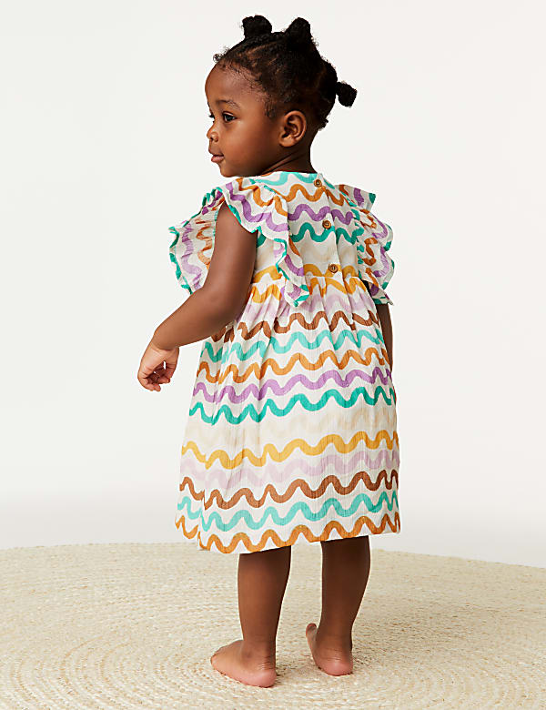 Pure Cotton Printed Frill Dress (0-3 Yrs)