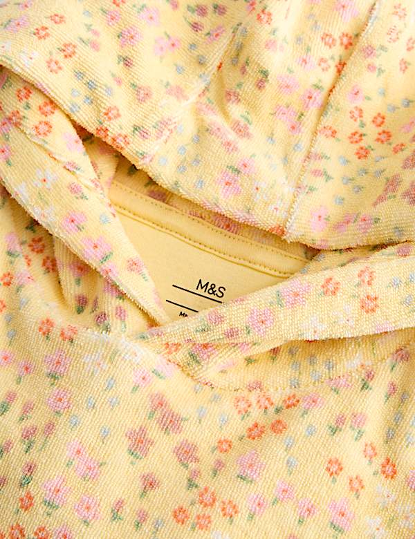 Poncho 100 % coton &eacute;ponge &agrave; petites fleurs (jusqu'au 3 ans) - BE