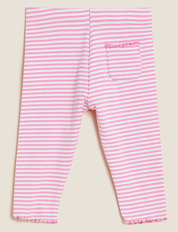 3pk Cotton Rich Striped and Fruit Leggings (0-3 Yrs)